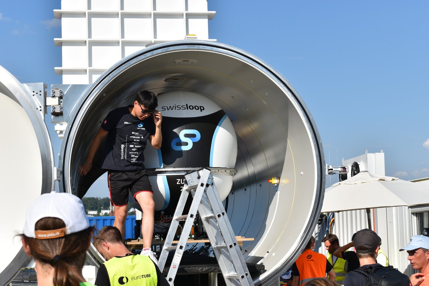 Hyperloop Vehicle inside Eurotube's tube at the EHW 2024