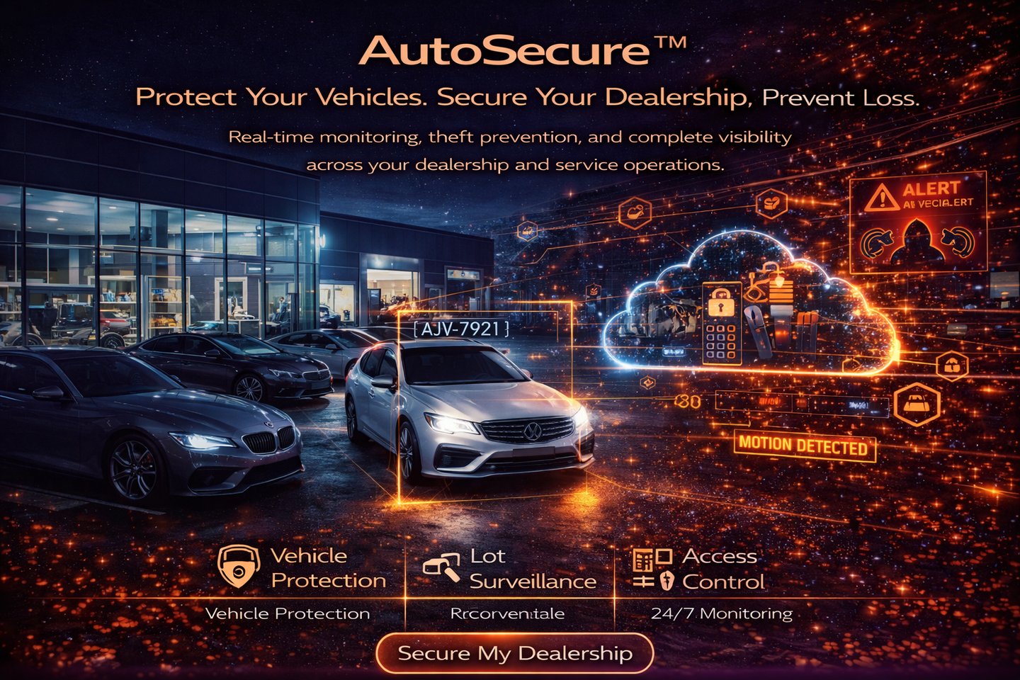 AutoSecure platform protecting dealership vehicles with real-time monitoring and theft detection