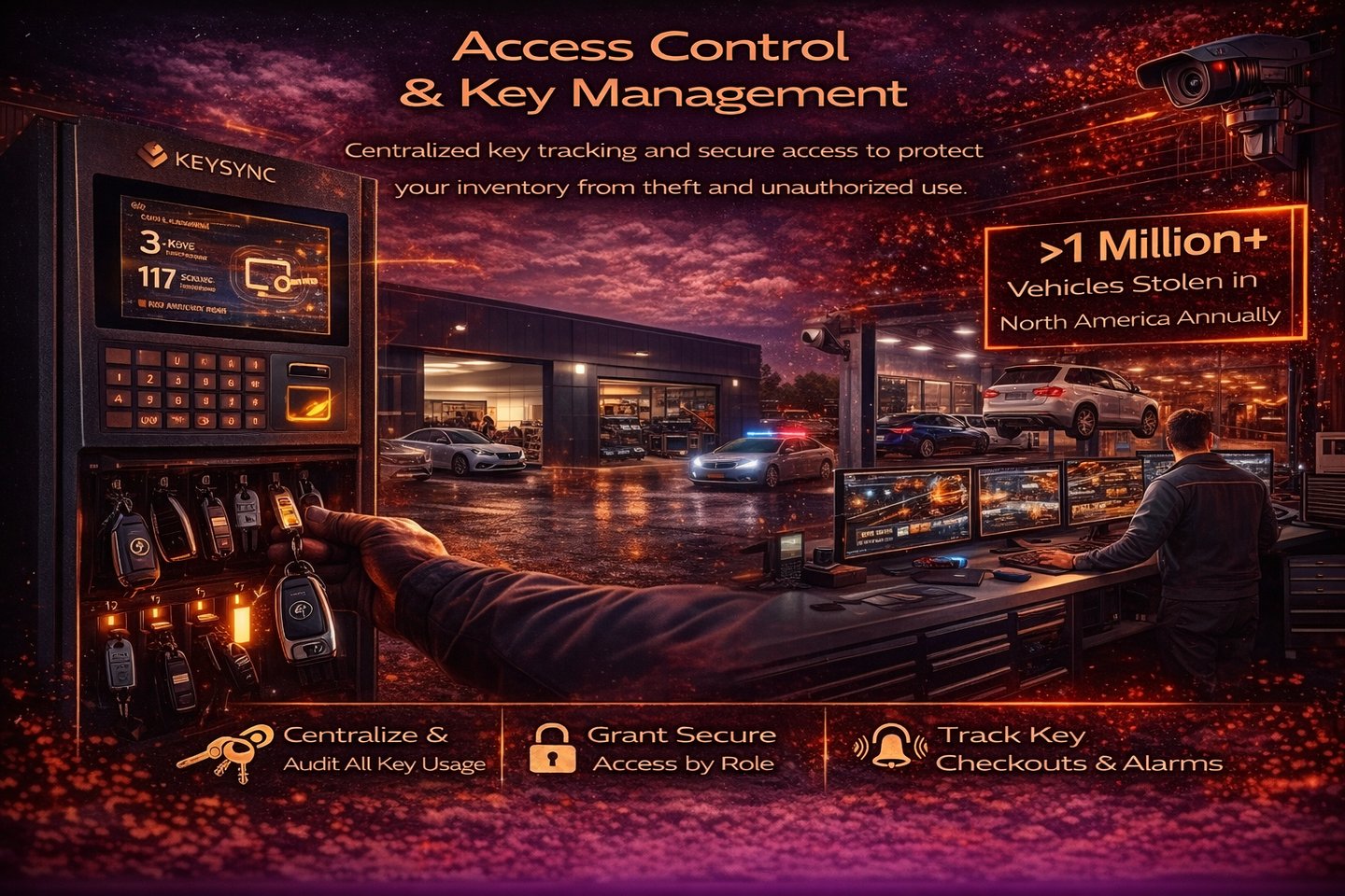 dealership key management system with secure key tracking and access control