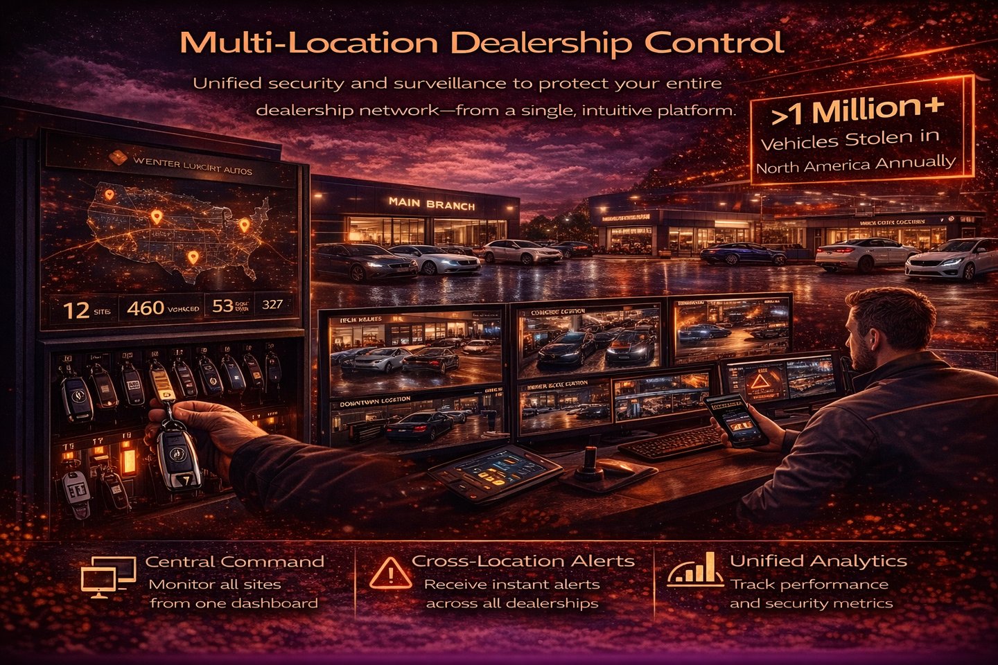 multi-location dealership monitoring dashboard with centralized control