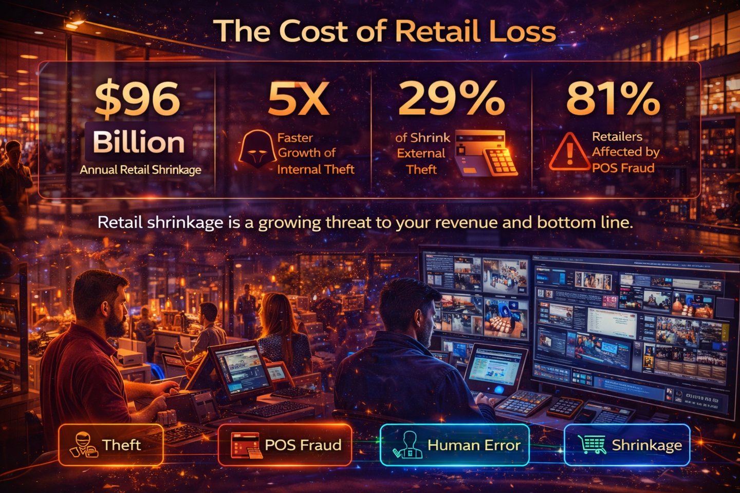 retail theft and shrinkage impact visualization showing financial loss RetailSecure