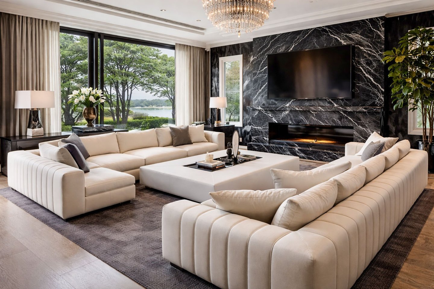 Custom sectional sofa in an elegant Los Angeles living room by Solo Home Decor