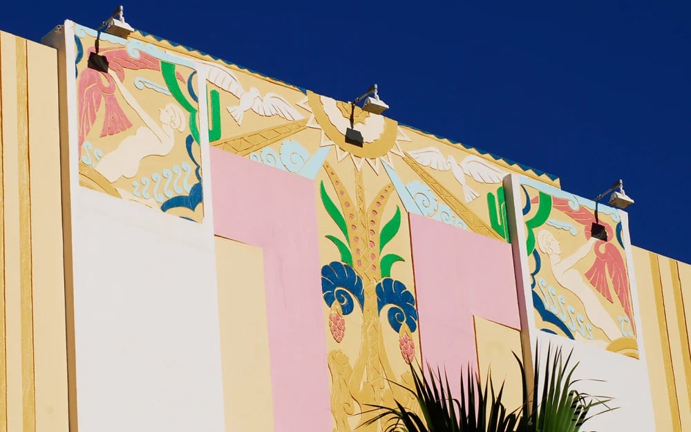 Mural of Art Deco architectural details from Miami Beach