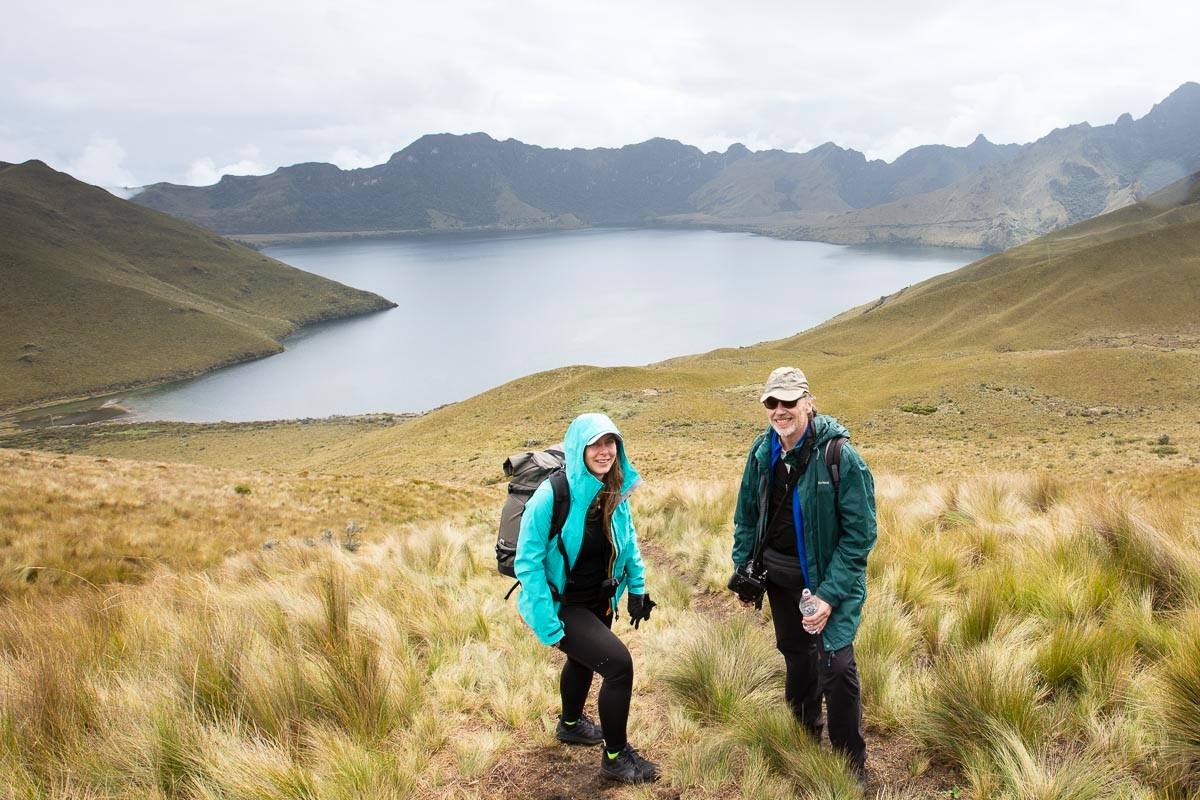 hiking Fuya Fuya, Mojanda Lagoon in the back
