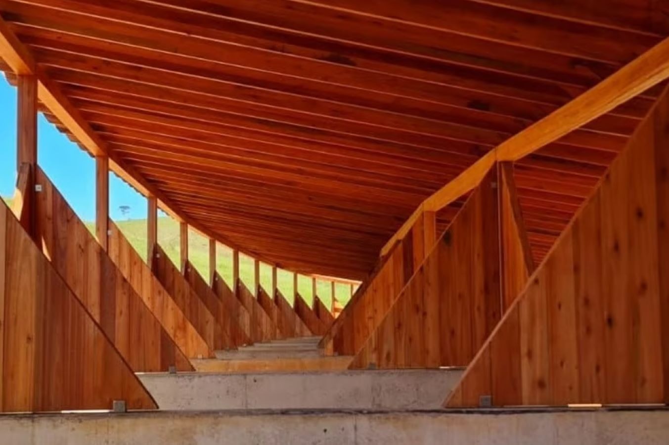 vista por dentro das baias do haras modular prefabricado