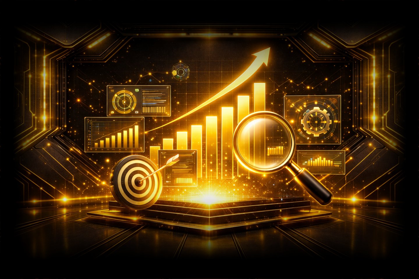 Grafico futuristico di risultati con il SEO marketing di Lead Forge