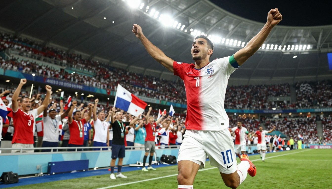A dynamic portrayal of Felipe Baloy celebrating his historic goal, capturing the moment of triumph a