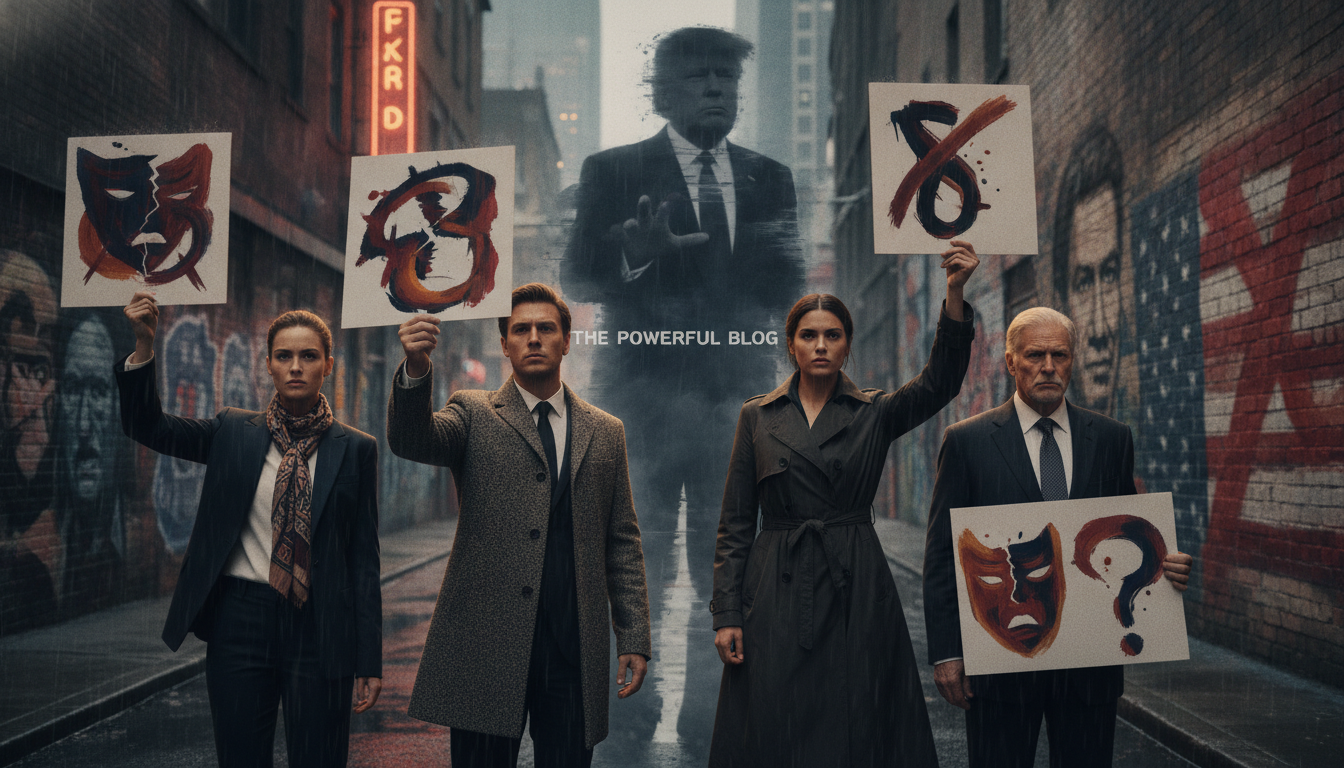 A visually striking image illustrating negative views on Donald Trump in relation to social movement