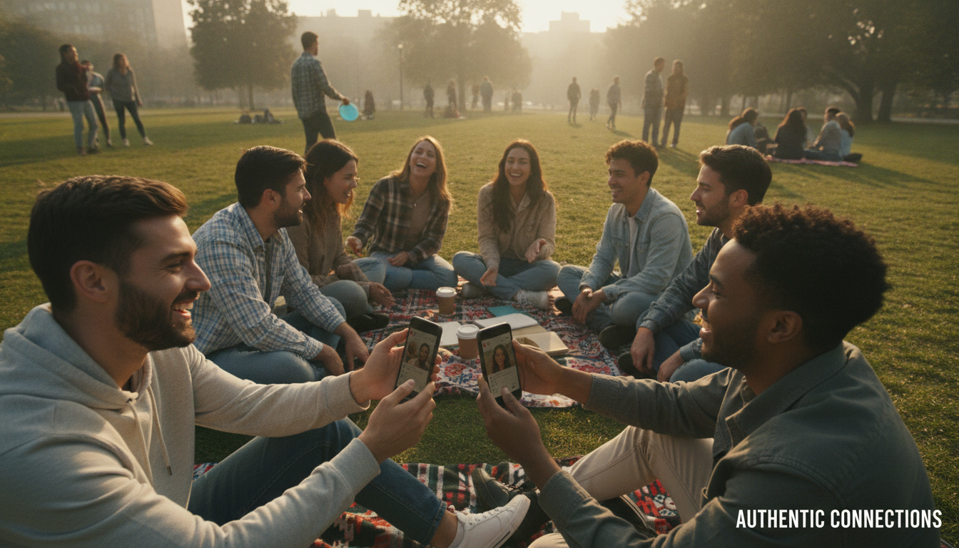 A vibrant scene depicting a diverse group of young adults engaging in a lively outdoor discussion, r