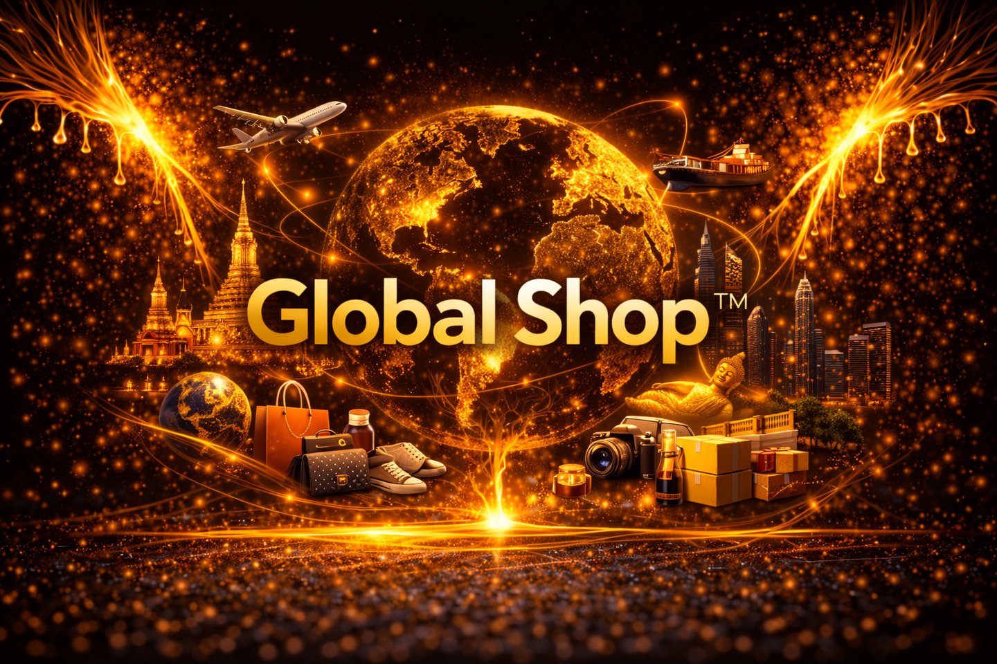 Global Shop banner showing worldwide product availability through Pour Global fulfilment