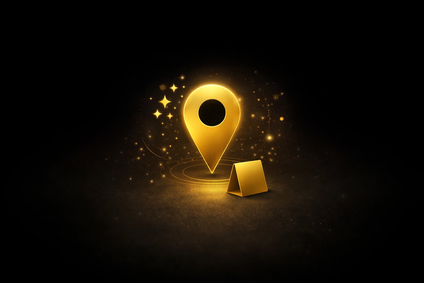 Glowing location pin icon representing venue visibility and discovery concept