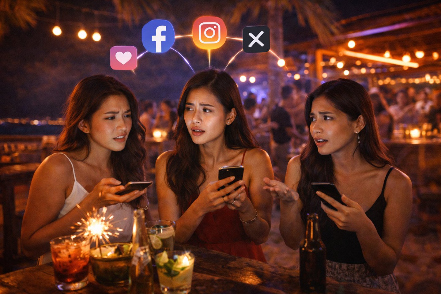 Guests reviewing content together at restaurant table highlighting peer-driven hospitality engagement