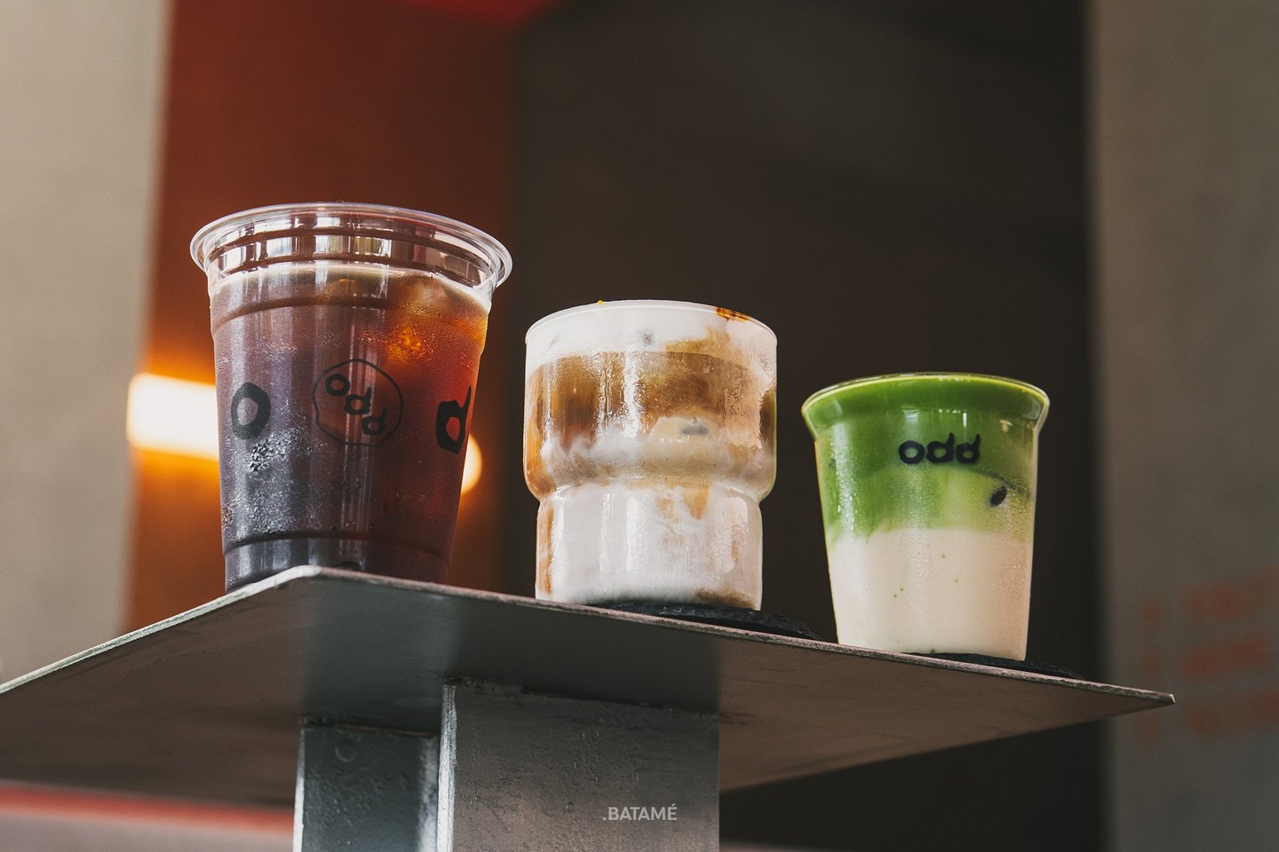 Cold brew, dirty blanc and ceremonial matcha gokugoku latte at odd Batam