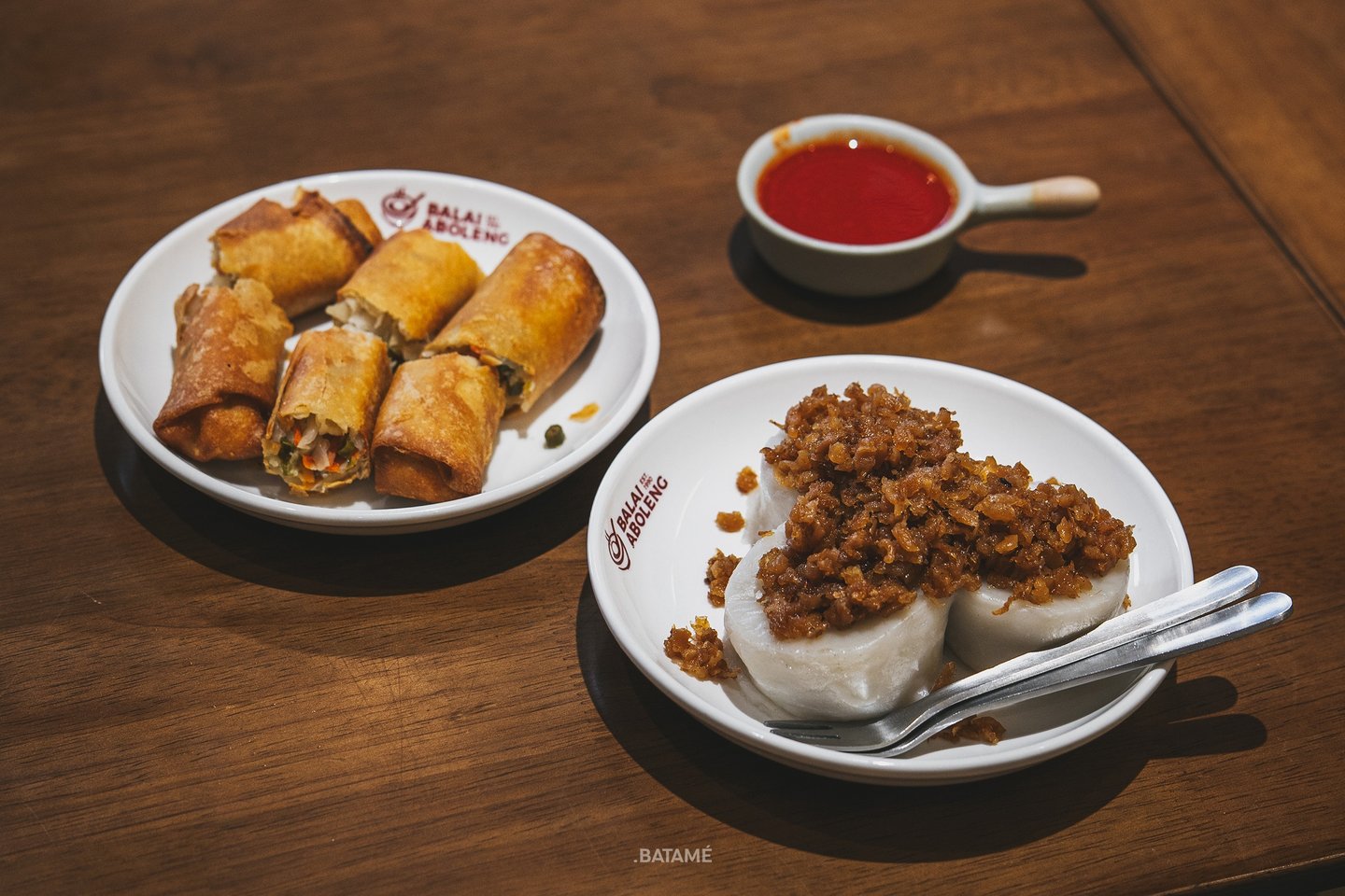 a Bowl of fried Popiah and Cue Pan in Balai Aboleng Batam