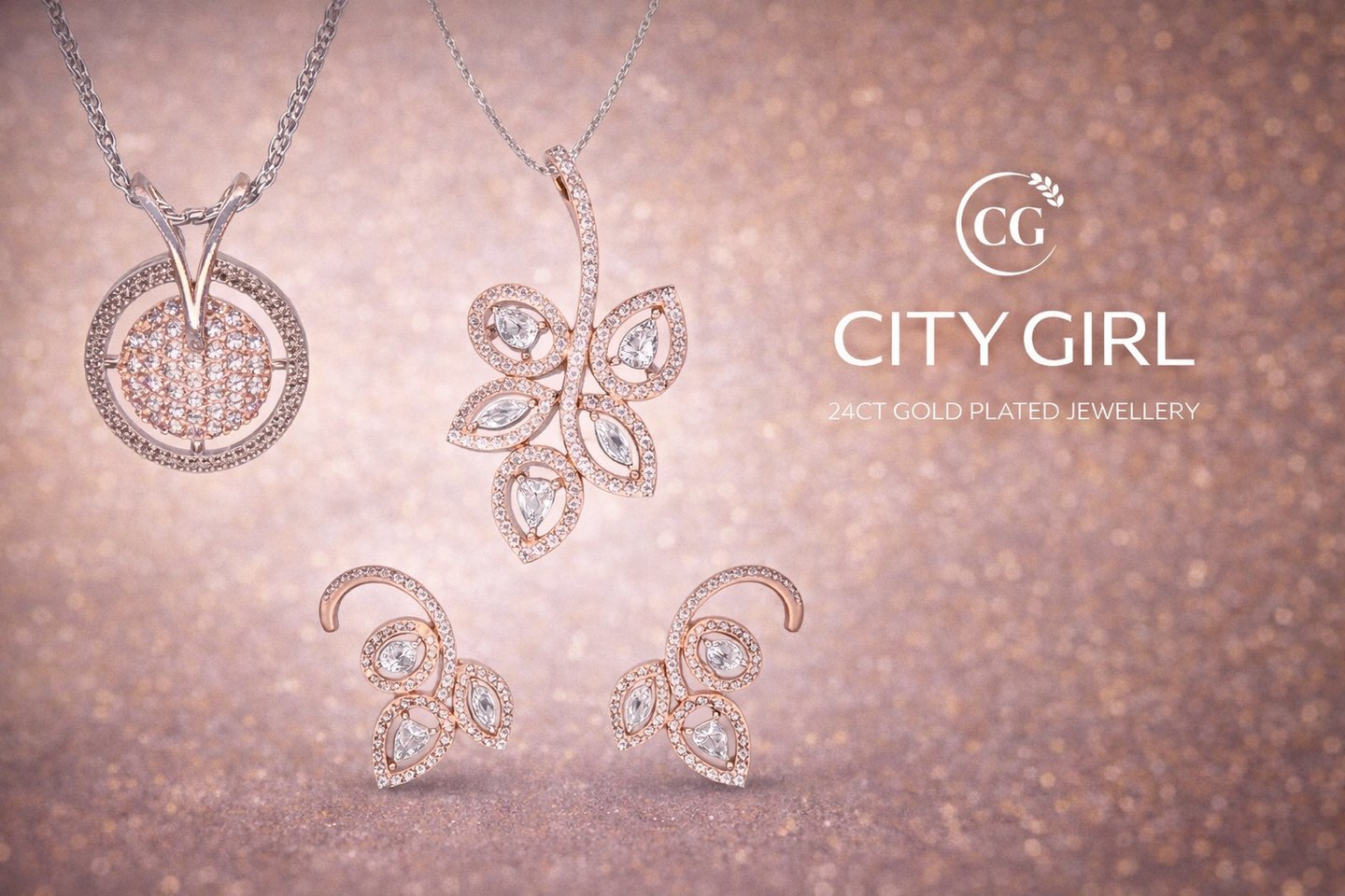 City Girl Rhodium Plated CZ Jewellery