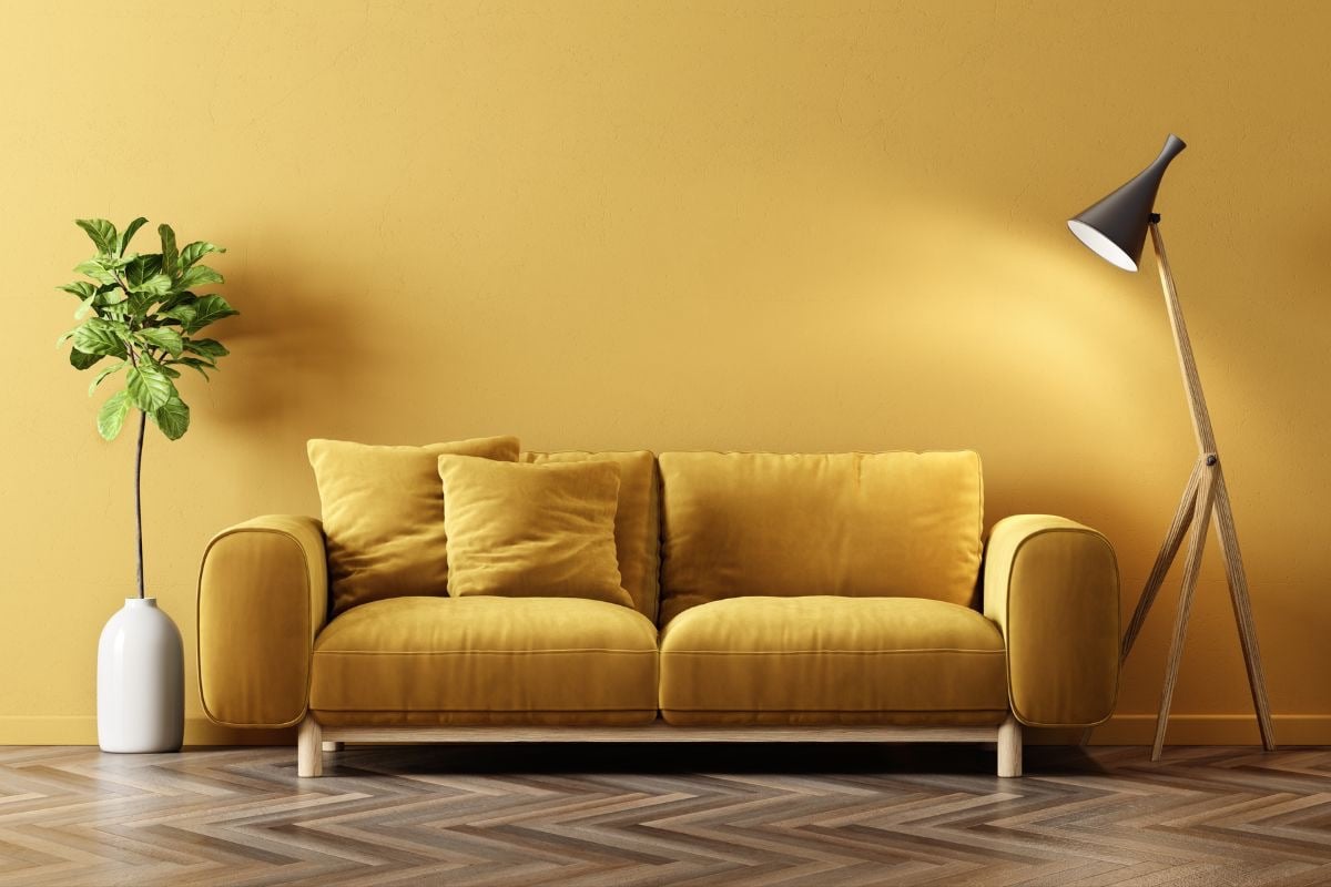 Warm yellow painted living room