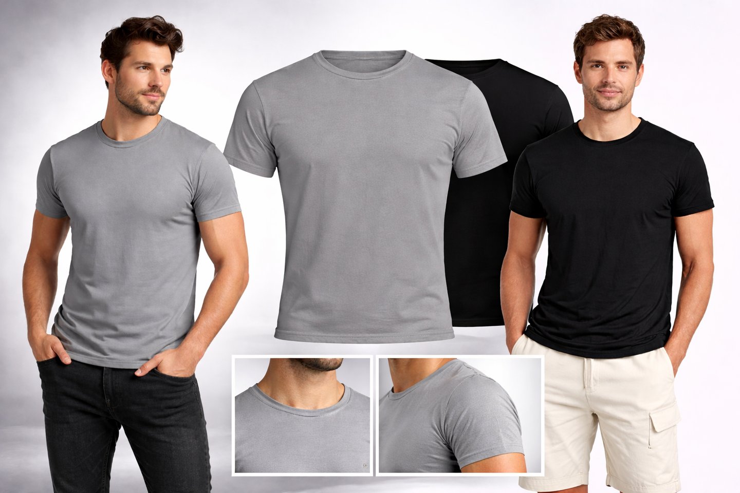 Herren Funktionsshirt Grau/Schwarz mit Rund-Ausschnitt -individuell gestaltbares Shirt aus Polyester