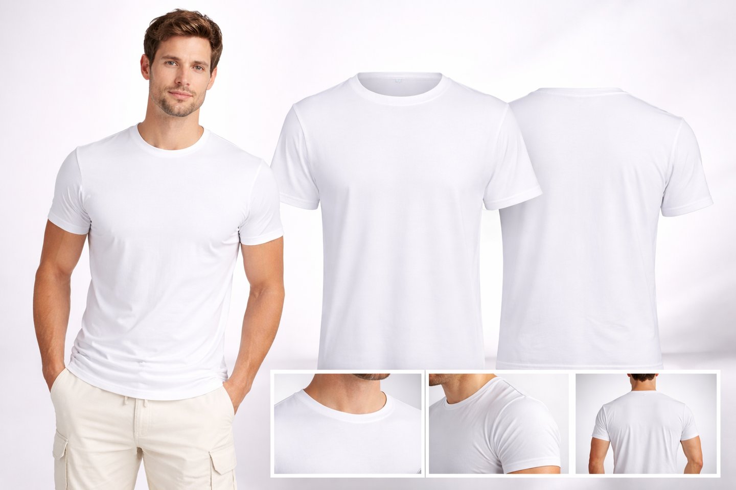 Herren Funktionsshirt weiß mit Rund-Ausschnitt - individuell gestaltbares Sportshirt aus Polyester