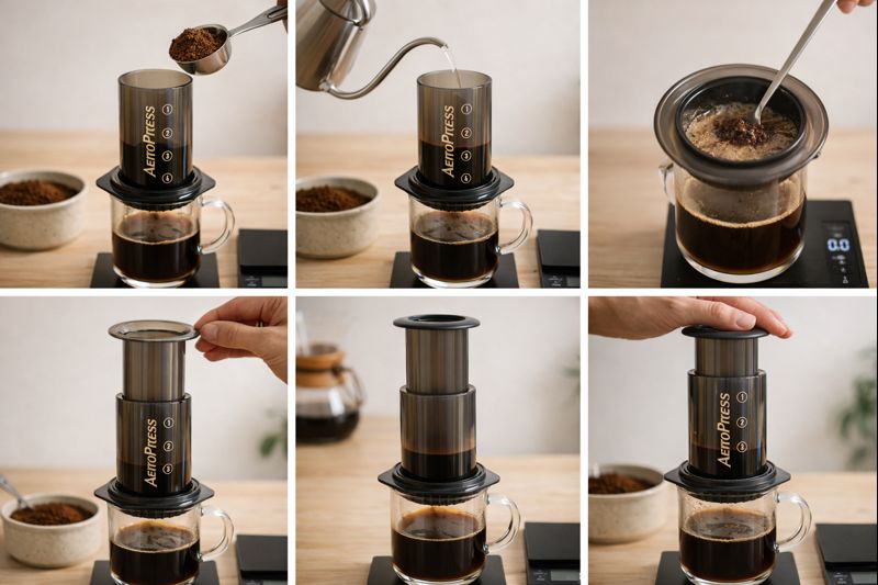 passo a passo de como fazer café na aeropress