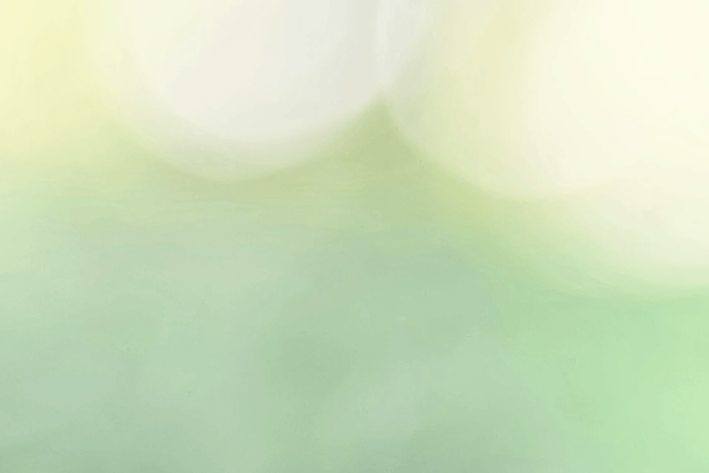 Abstract, luminous field of soft sage green dissolving into large, glowing white bokeh orbs.