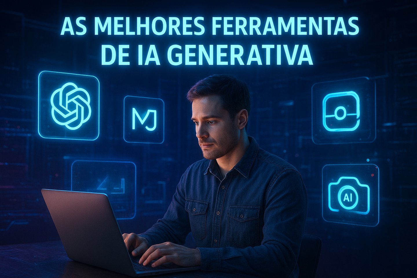 um homem sentado à mesa com um computador portátil