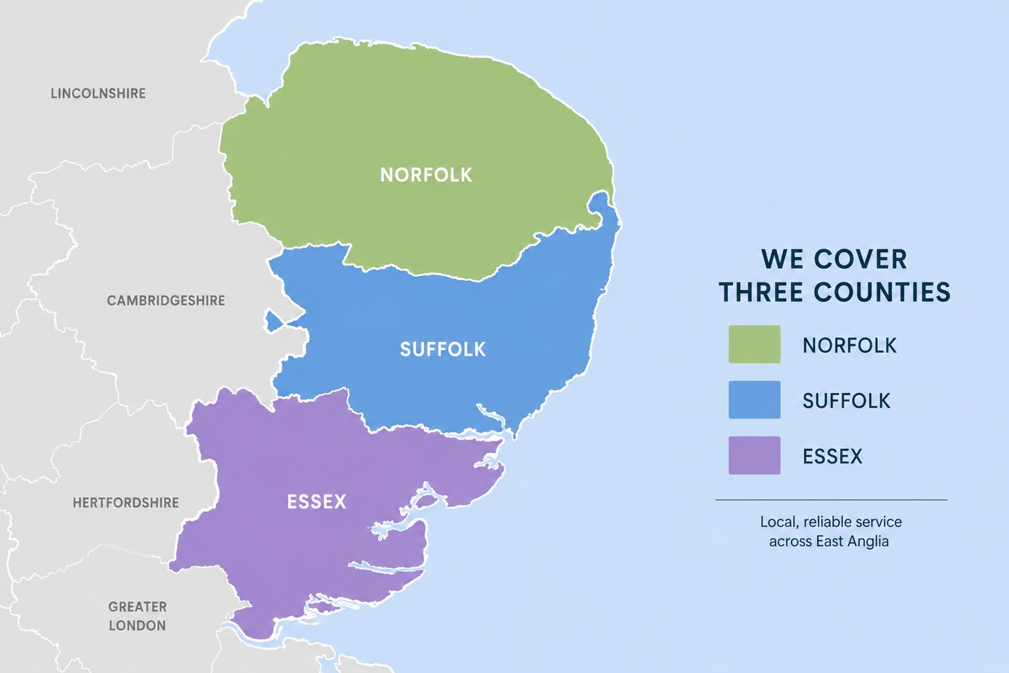 Map of East Anglia counties