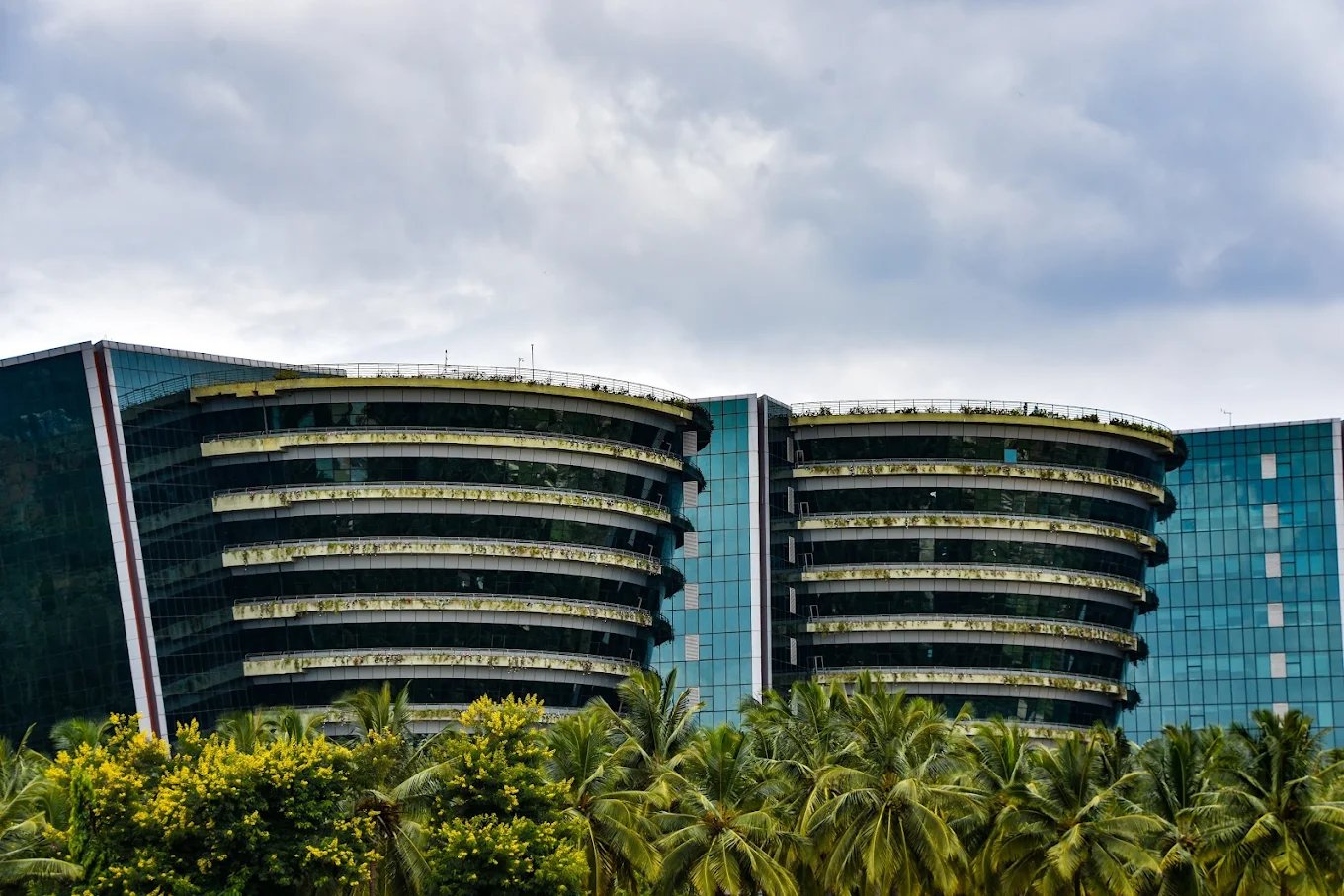 Green architecture view of Bearys Global Research Triangle in Bangalore, India.