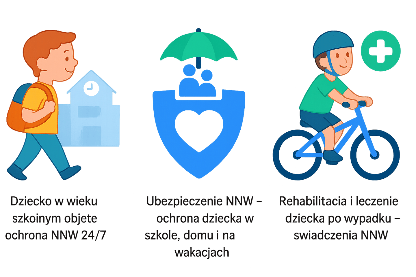 dziecko na rowerze ,idace do szkoly posiadajace ubezpieczenie nnw szkolne ktore dziala tez poza szko