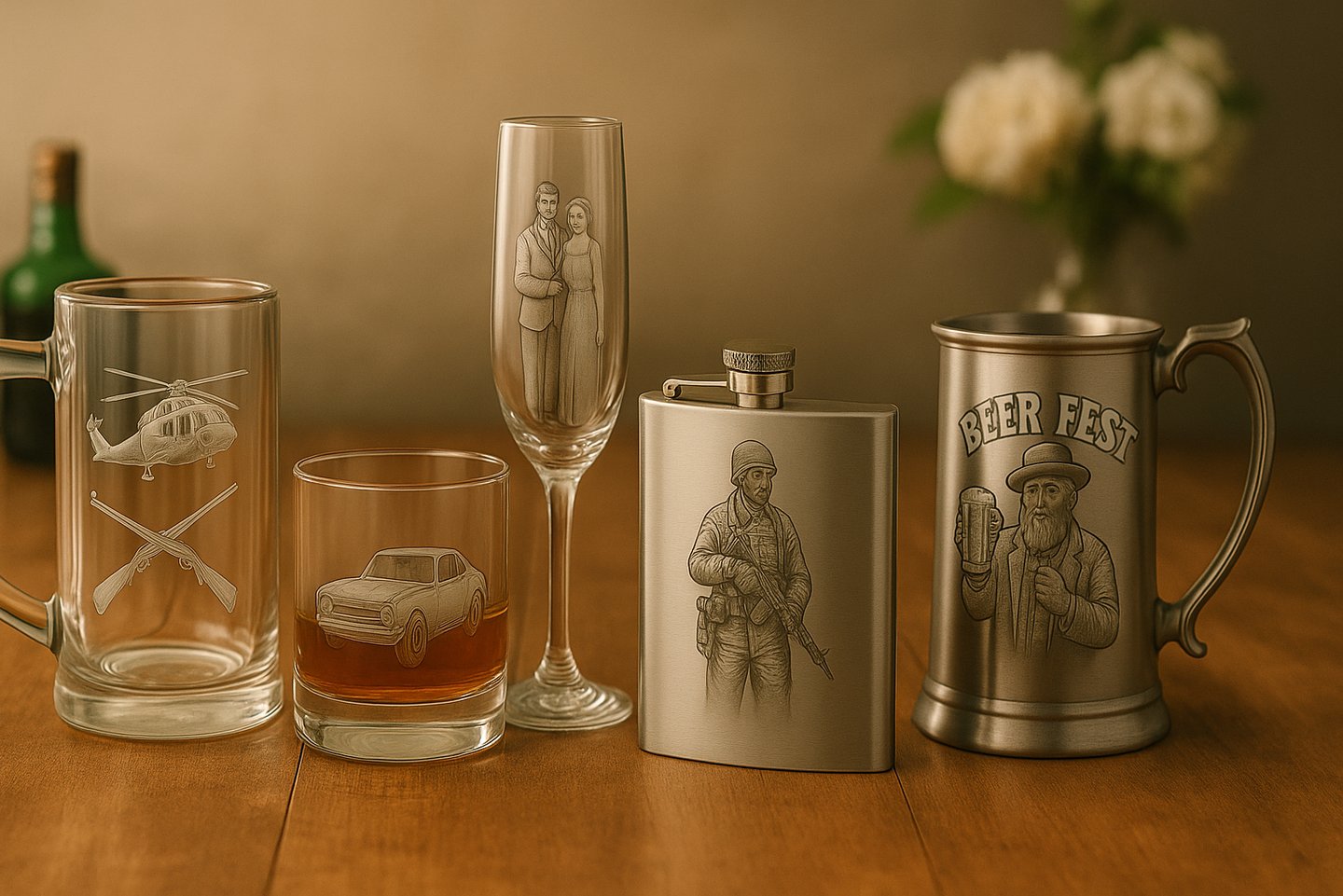 custom laser engraved drinkware specializing in military and classic cars