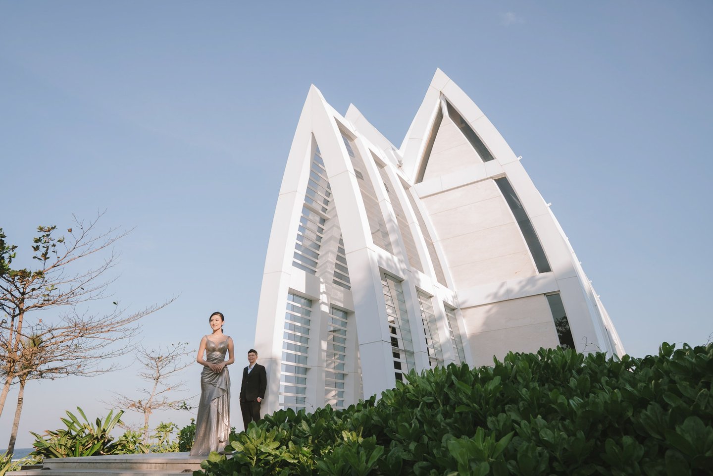 Luxury prewedding session with chapel architecture at The Ritz-Carlton Nusa Dua Bali.