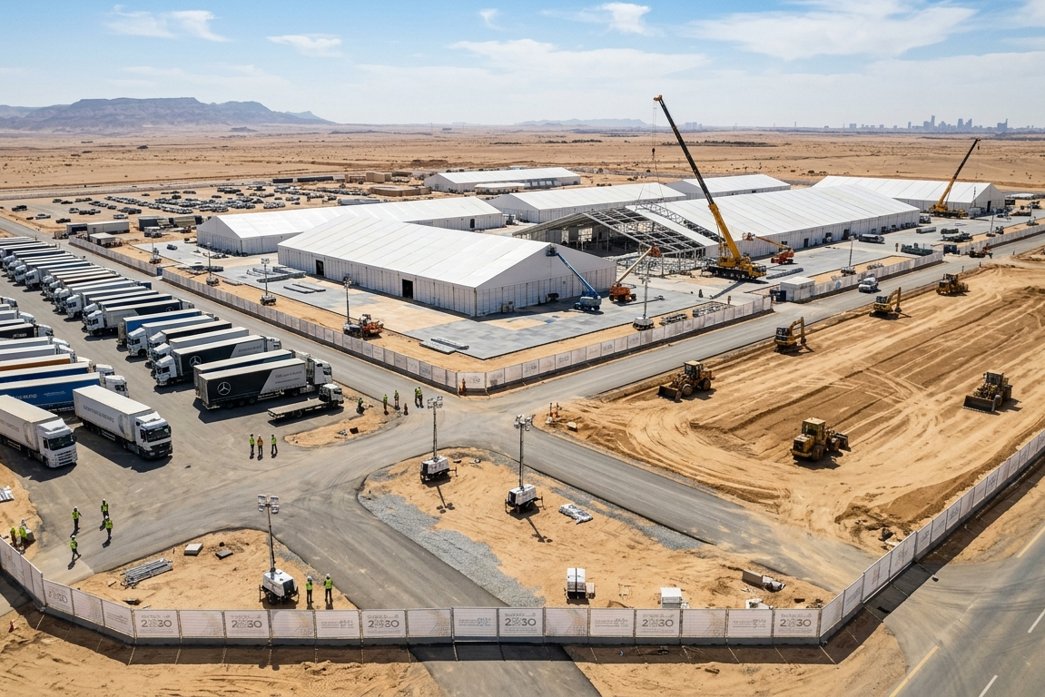 Turnkey event logistics & site support rental KSA. حلول الدعم اللوجستي وتجهيز الفعاليات بالمملكة