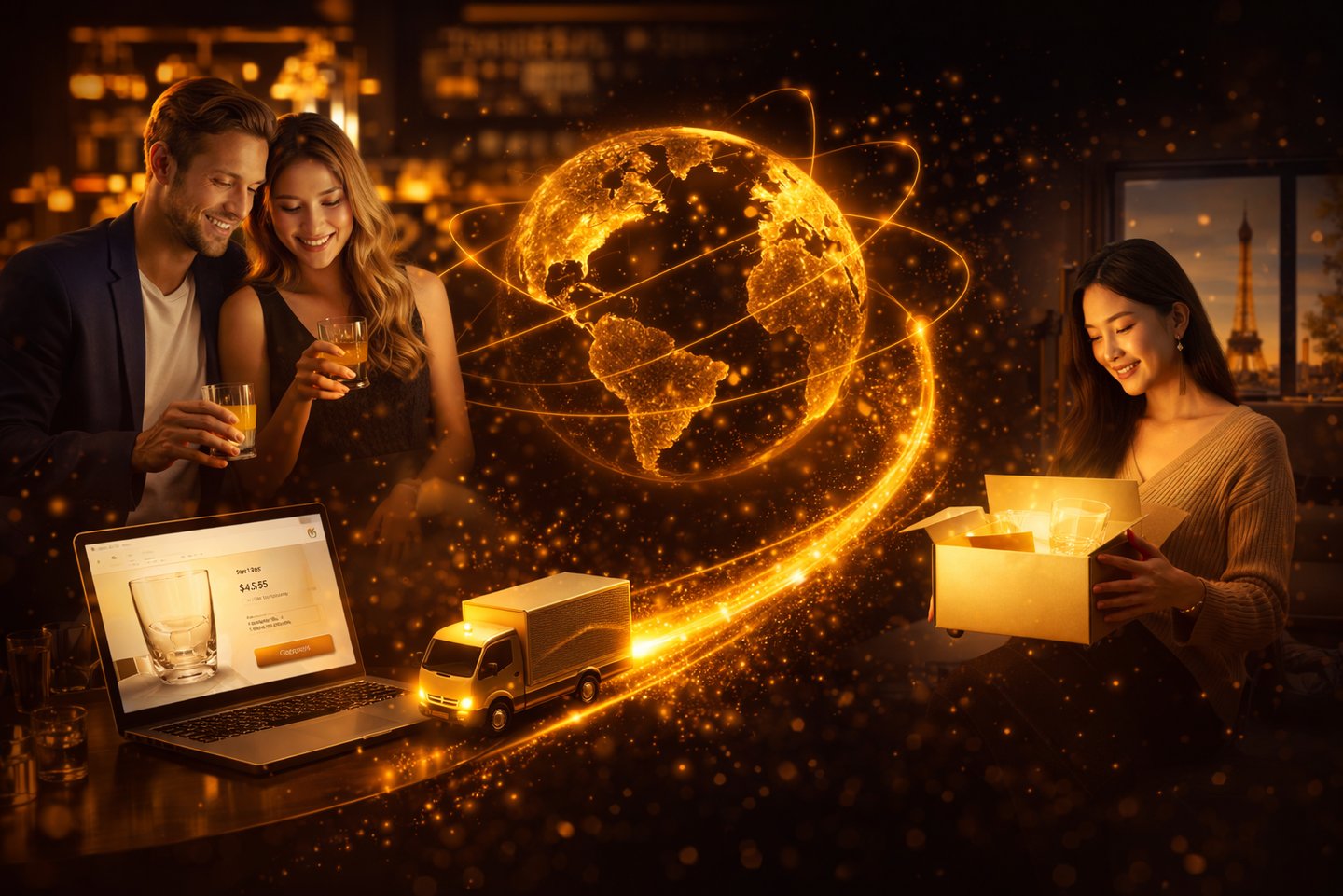 Venue advantage visual showing local brand experience connected to global fulfilment