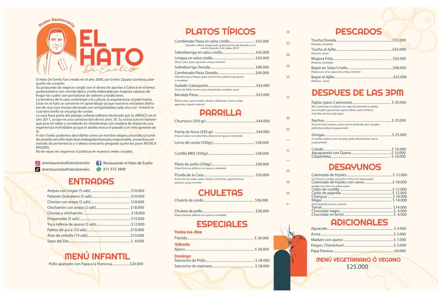 Menú Restaurante El Hato de Evelio