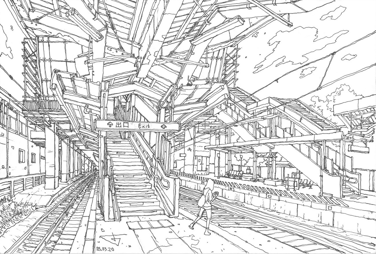 Train station by artist Evgeny Bondarenko