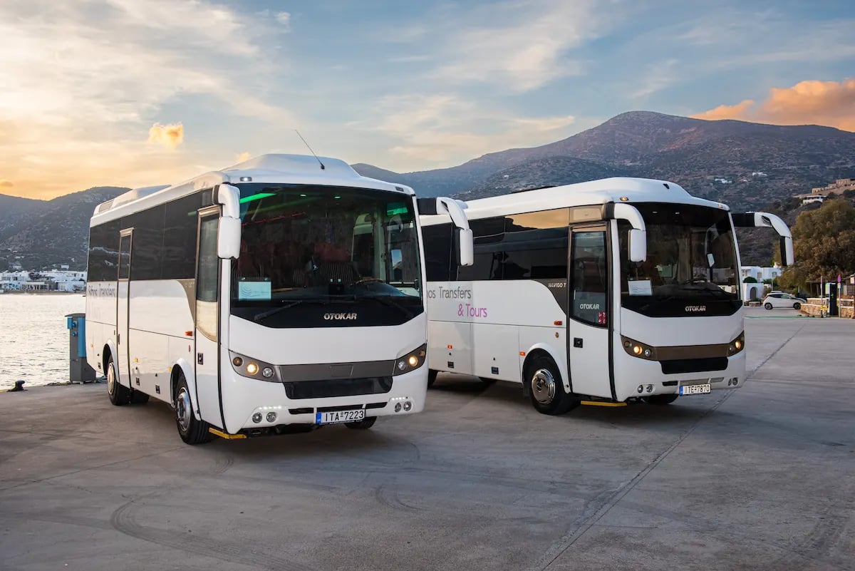 Modern Otokar minibus for wedding transportation and large group transfers in Sifnos