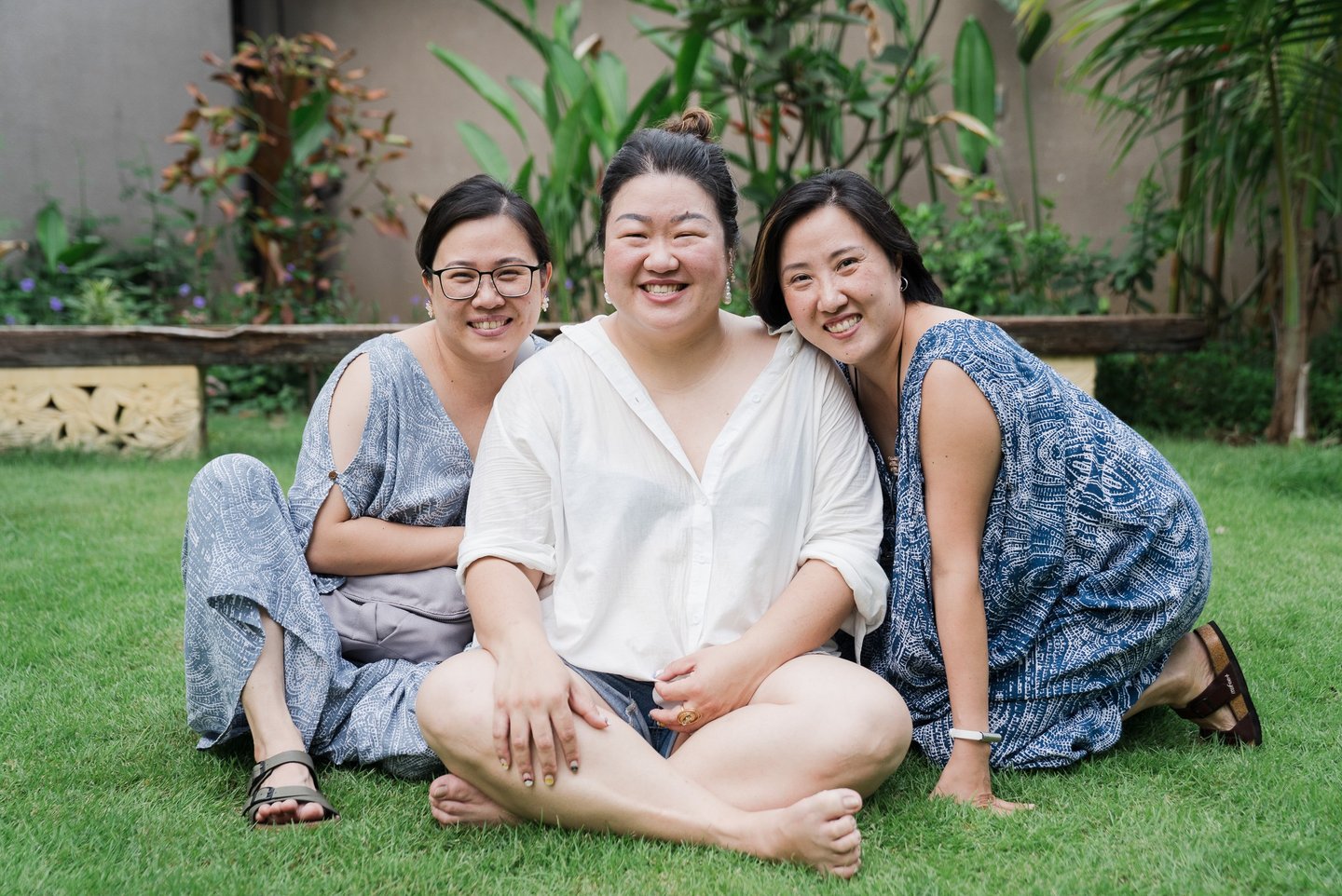 Small family group portrait during extended family photography at Lumbini Villas Jimbaran Bali with natural expressions