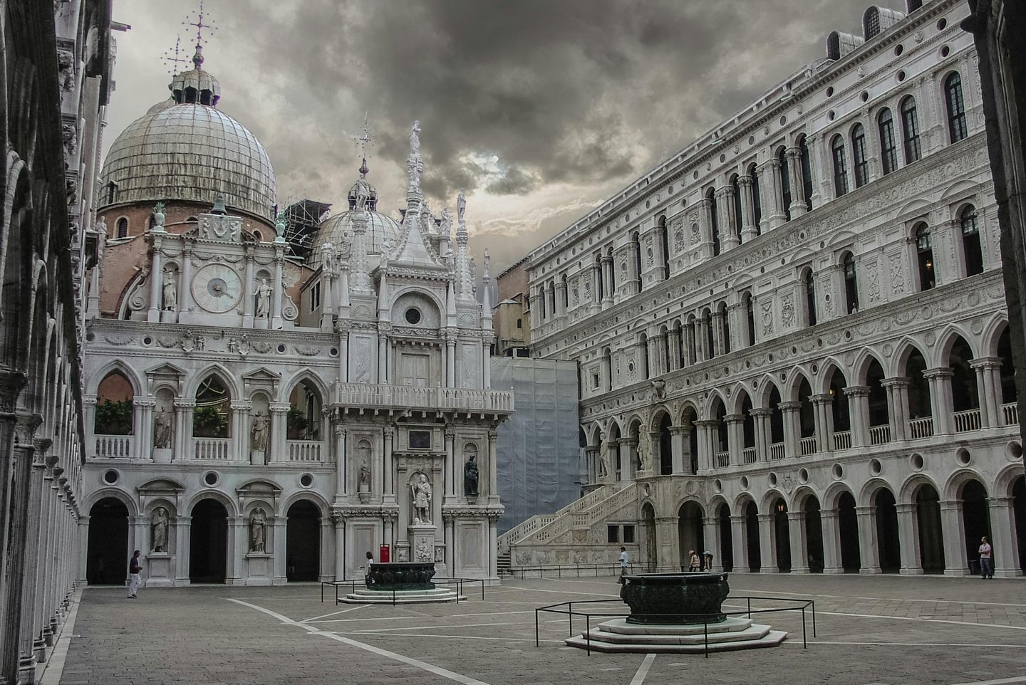 Courtyard of the Doge's Palace, facing the St. Mark's Basilica, Venice, Italy 