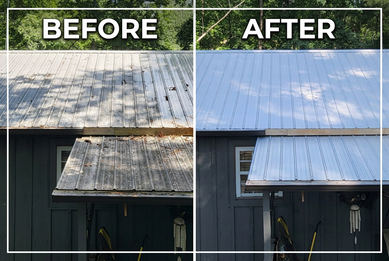 Roof cleaning before and after soft wash Crane Hill, AL