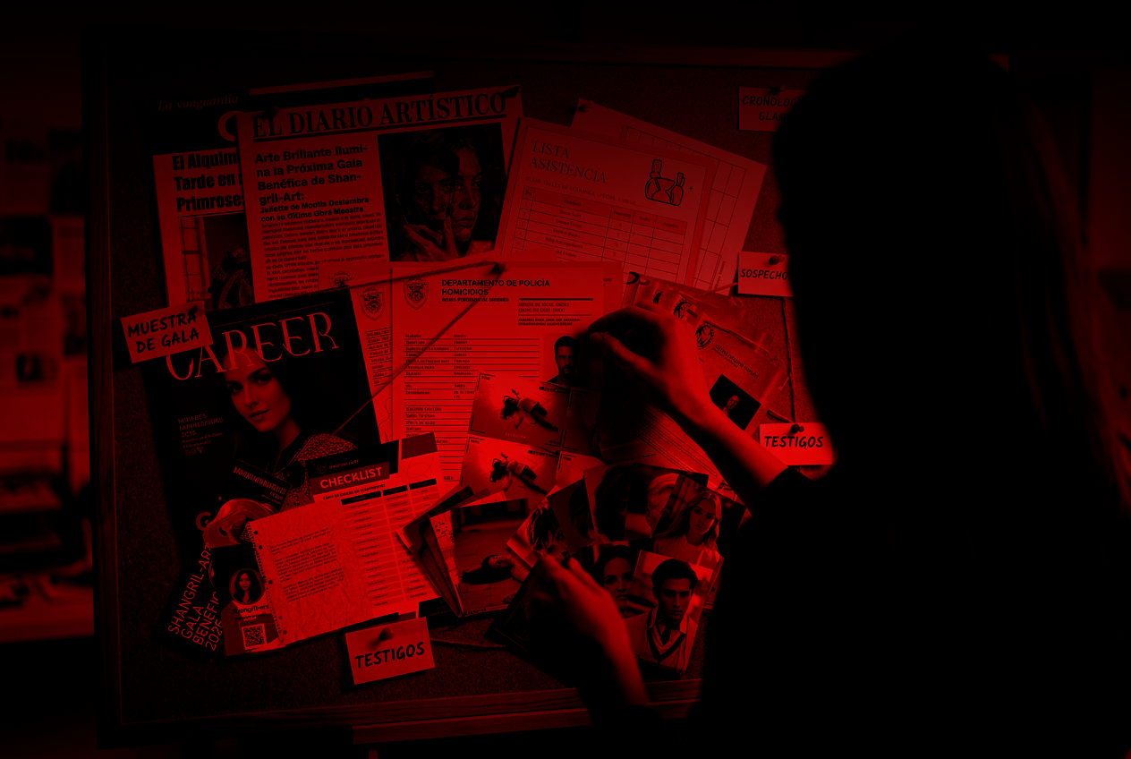 Persona atando evidencias de un caso policial