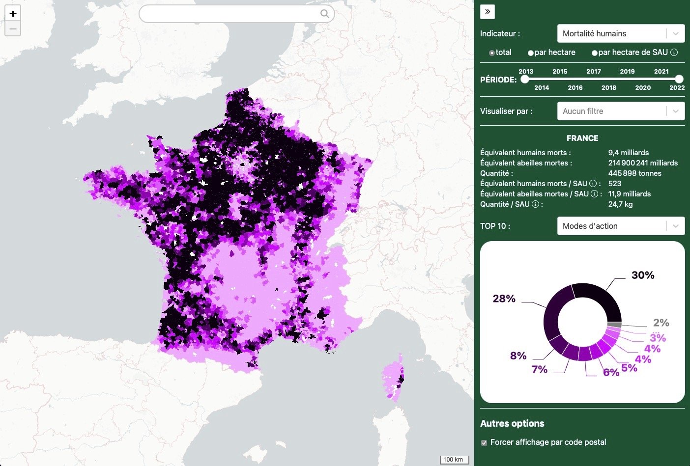 PESTICIDES CARTE INTERACTIVE FRANCE