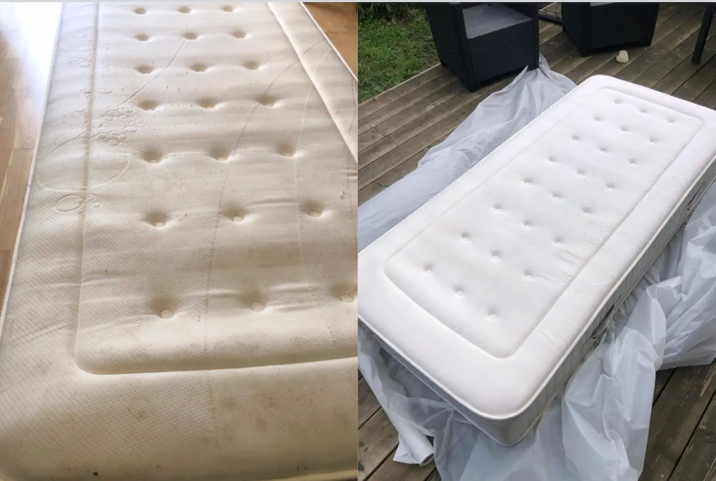 avant/après nettoyage matelas Nantes à domicile