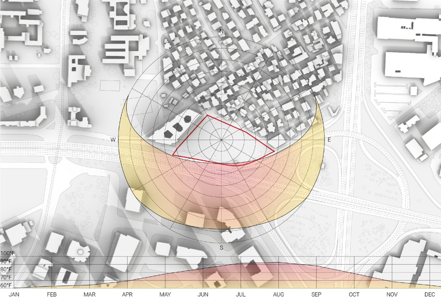 A site sun and climate analysis diagram