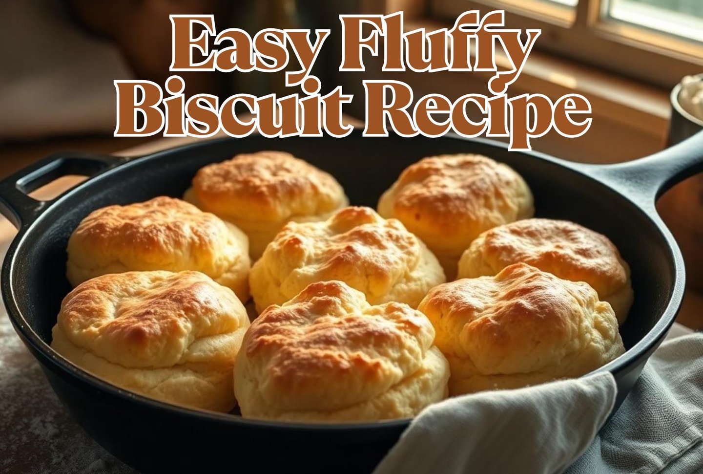 fluffy biscuits in an iron skillet