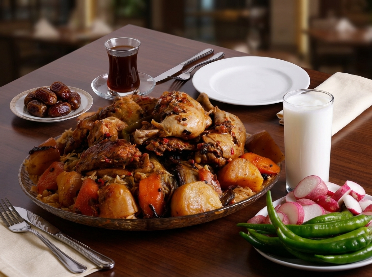 تصوير احترافي لطبق كبسة دجاج وزرب سعودي فاخر: خدمات تصوير طعام للمطاعم في الرياض.