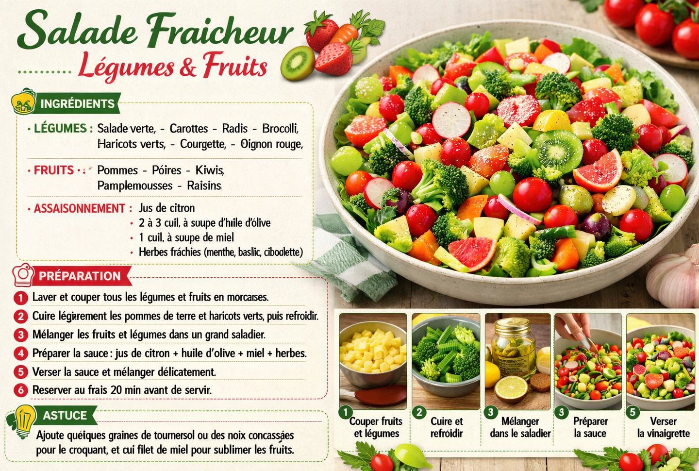 Salade fraicheur légume et fruits