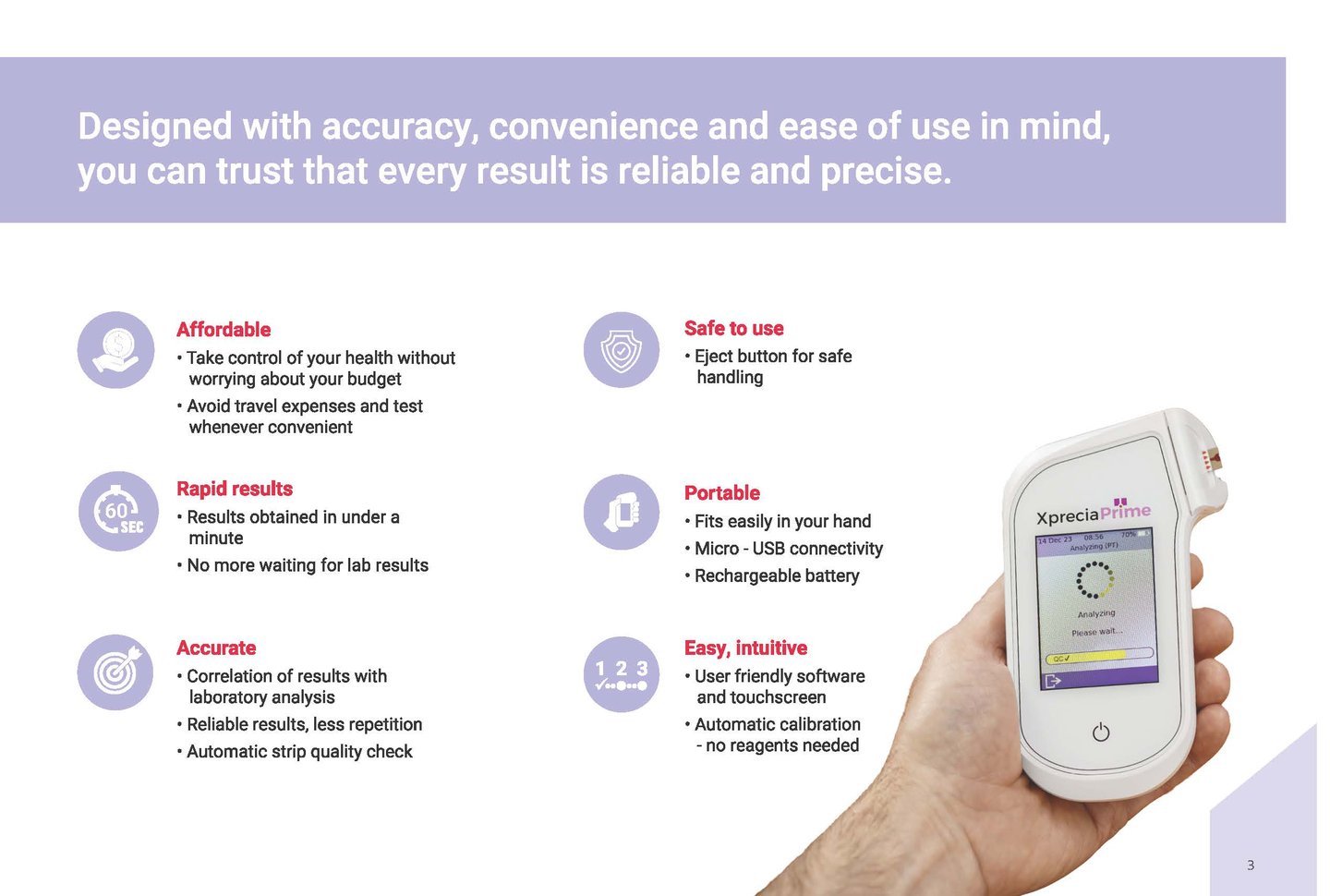 a person holding a xprecia prime pt inr meter in their hand