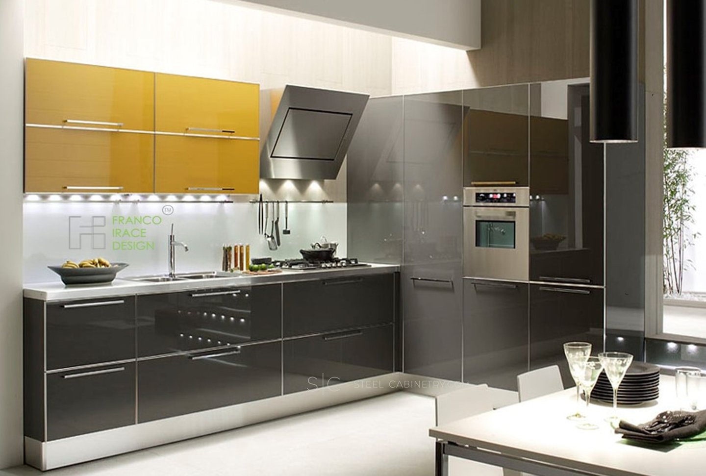 Stainless steel interior and acrylic fronts cabinets