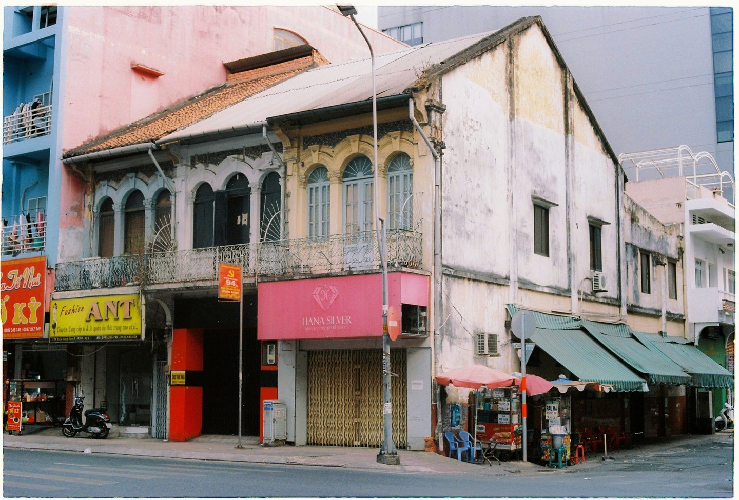 Colonial French architecture houses in Saigon china town