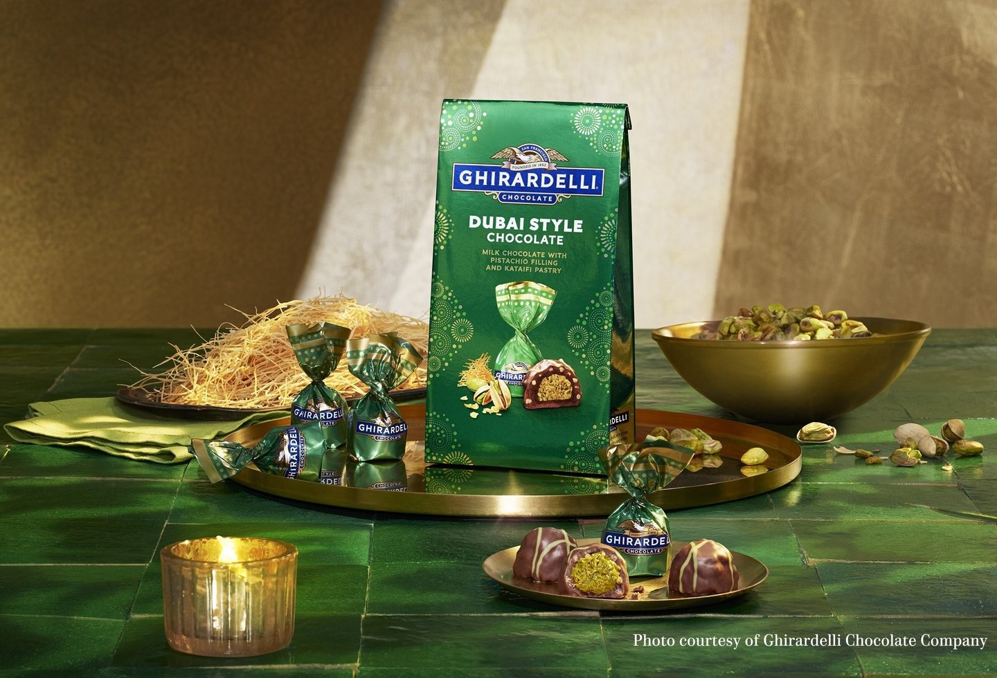 Ghirardelli Dubai Style Chocolate with pistachio and kataifi