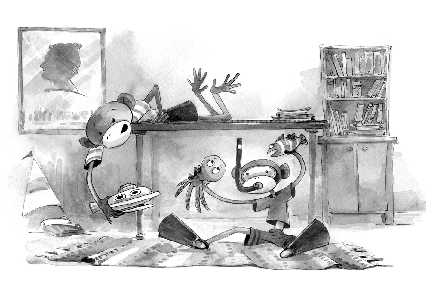 "Those Brothers" ink and watercolor series: Deep Sea by olga tenyakova